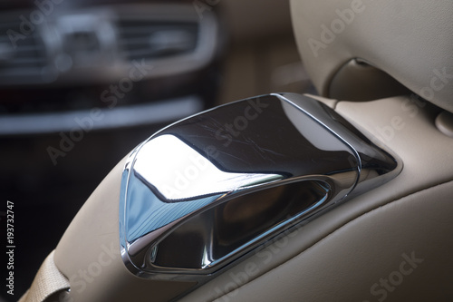 interior details of a leather car