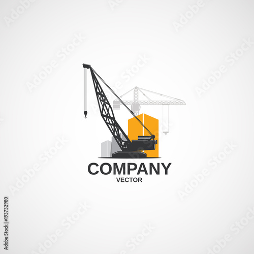 Vector boom crane and buildings.