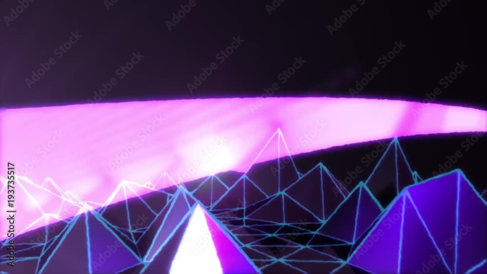 Low Poly World VJ Loop - Neon Mix V2 - Retro Futur Purple