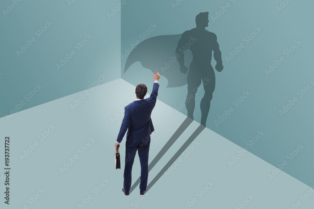 Businessman with aspiration of becoming superhero Businessman with aspiration of becoming superhero