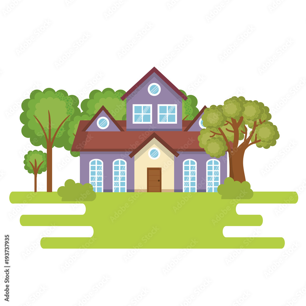 landscape with house scene vector illustration design