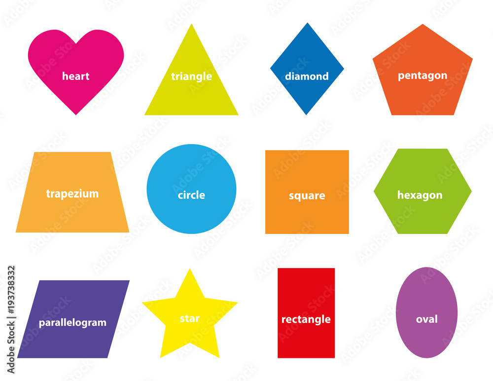 Learning set of basic geometric shapes for children / educational vectors illustration for kids on white background