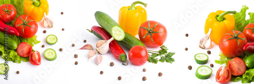 Fresh vegetables on a white background.