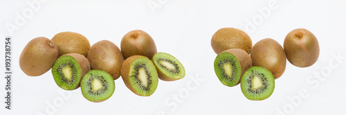 Kiwi on white background. Composition of kiwi on white background. Tropical fruits on a white background.
