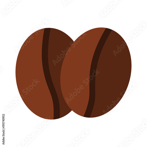 Flat coffee beans on white background