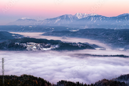 Fog and mountains in Austria.