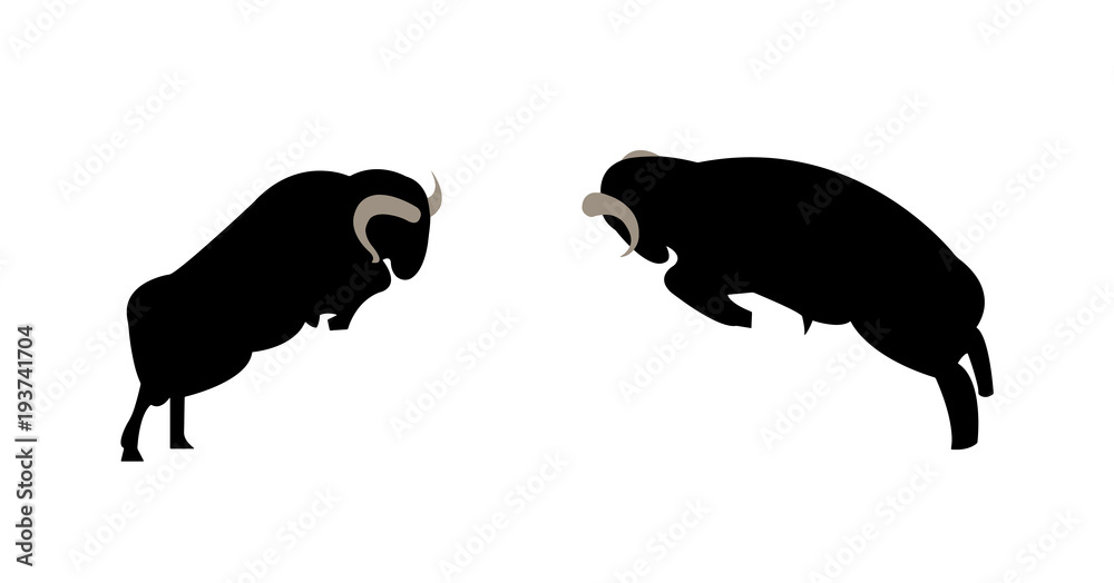 Two rams fighting silhouette Stock Vector | Adobe Stock