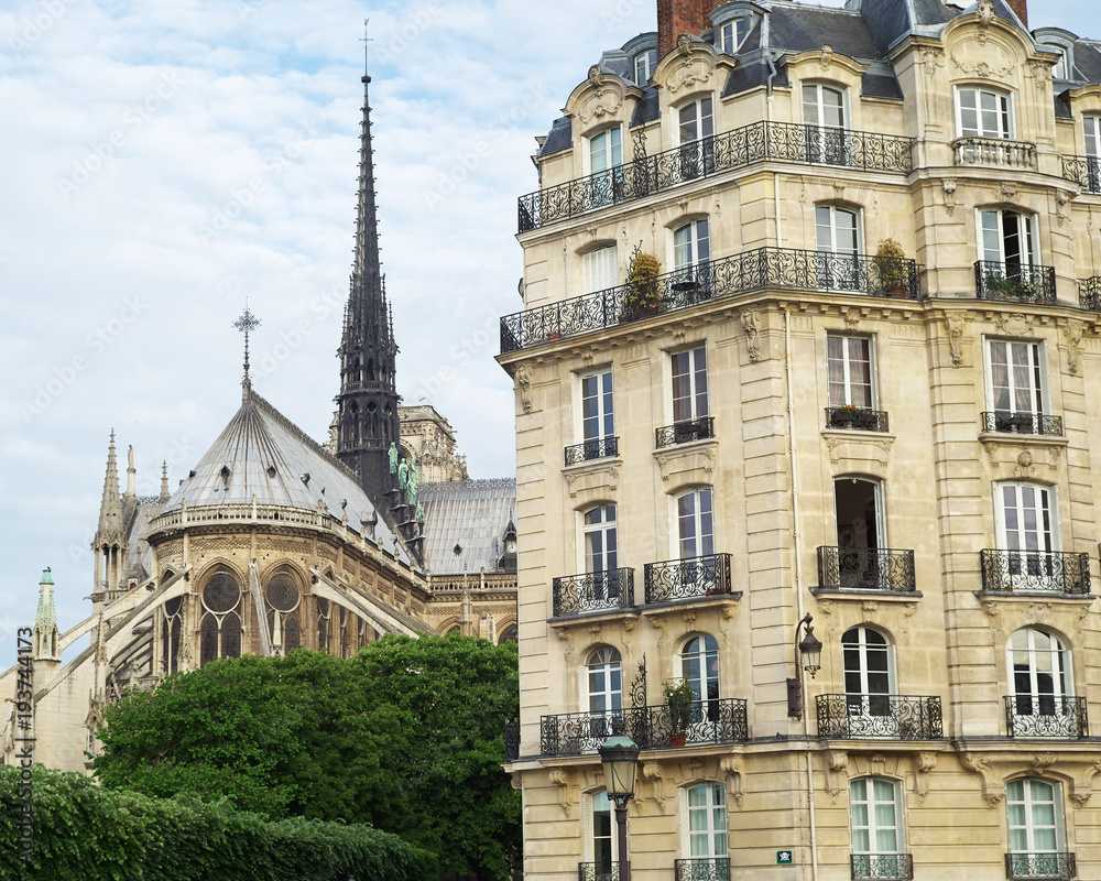 Notre Dame Cathedral and Apartment Block, Paris, France