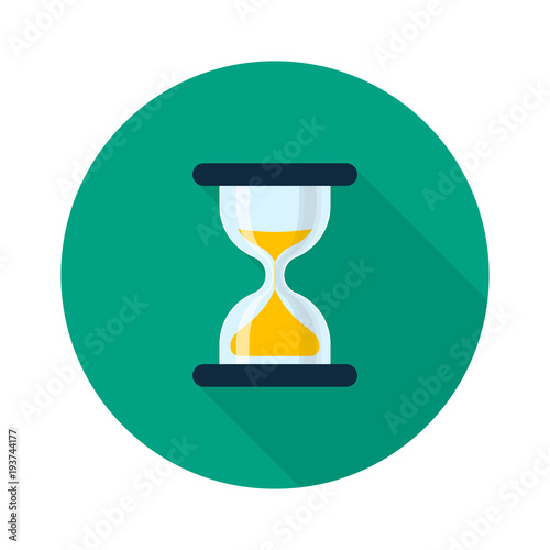 Hourglass Icon Flat Design Long Shadow. Vector Sand Clock Isolated Symbol