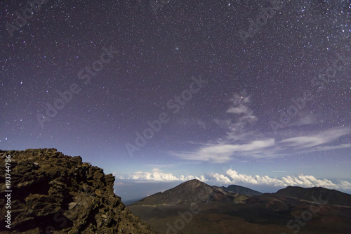 view of the stars and milky way galaxy from the summit of haleakala on the island of maui in hawaii in the pacific ocean taken from the summit of haleakaka