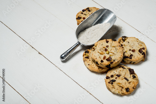 Cooking homemade cookies with dought isolated on white background photo