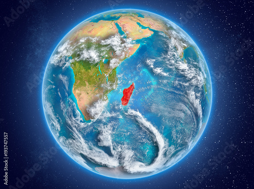 Fototapeta Naklejka Na Ścianę i Meble -  Madagascar on planet Earth in space