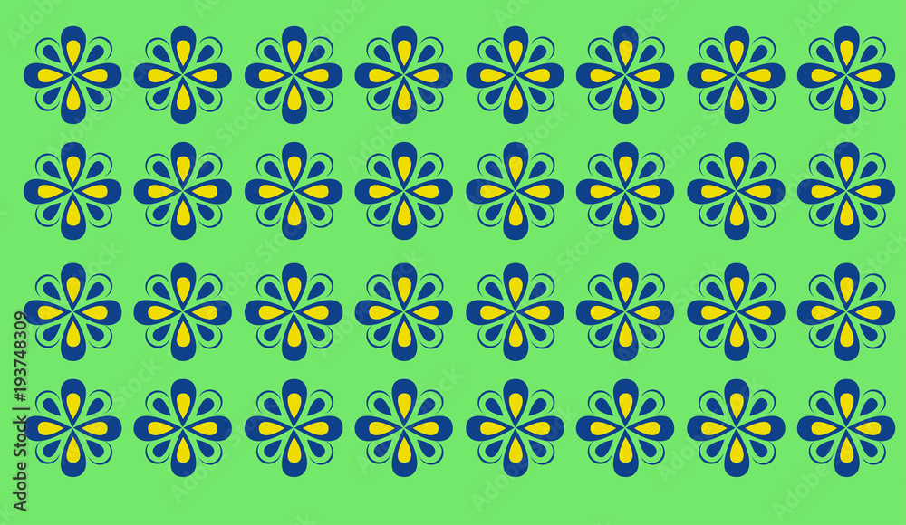 Green floral elements pattern background