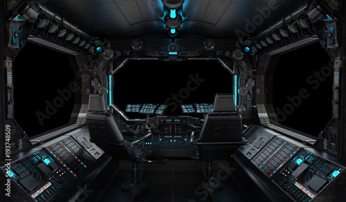 Spaceship grunge interior window isolated