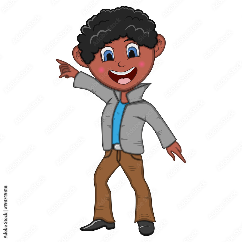 Boy Dancing cartoon with hands up and down