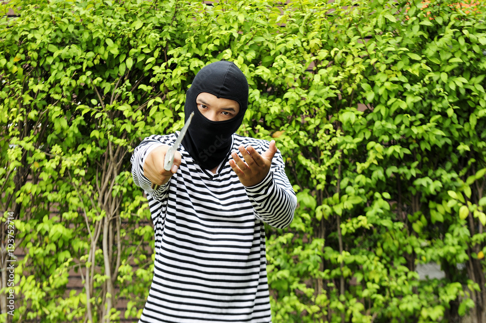Black and white striped robber cheap shirt