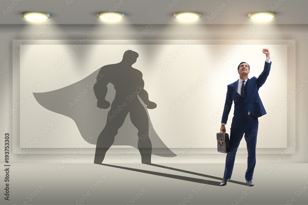 Businessman with aspiration of becoming superhero Businessman with aspiration of becoming superhero