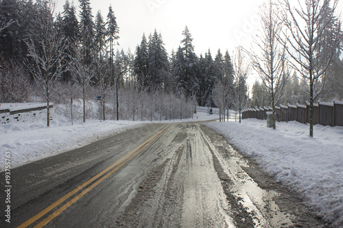Road and Street Neighbourhood in Snow Storm Winter