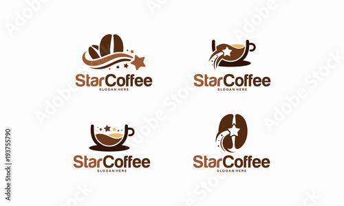 Set of Star Coffee logo designs concept vector illustration