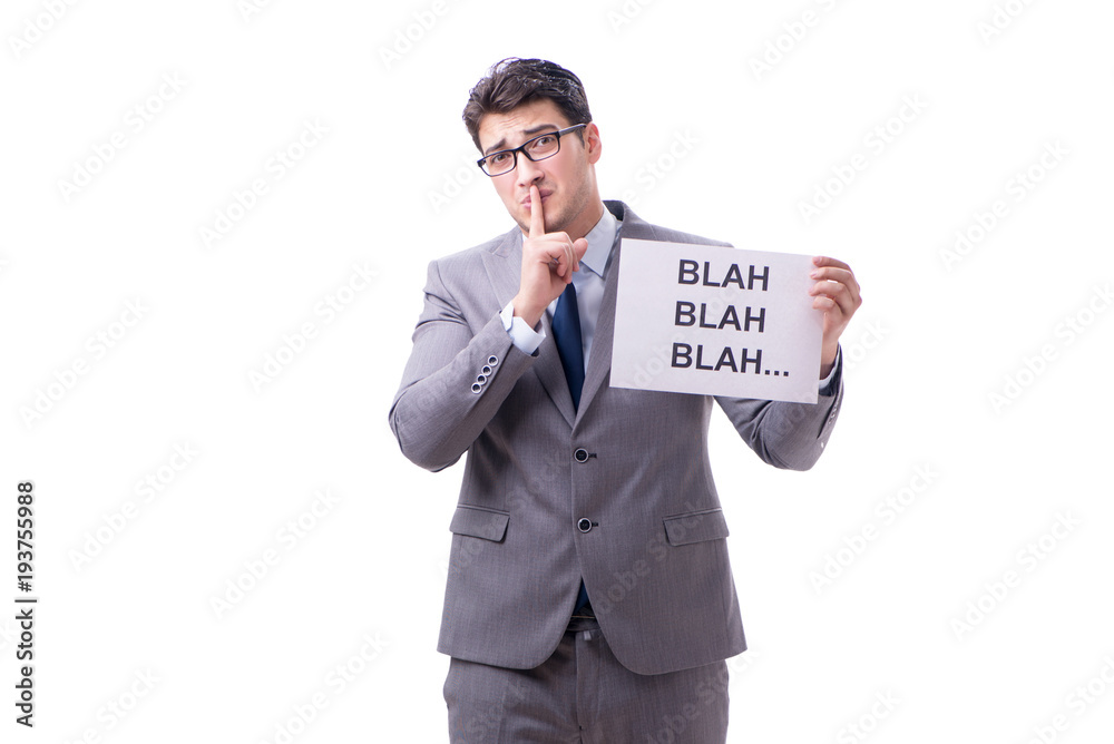 Businessman telling lies isolated on white background Businessman telling lies isolated on white background