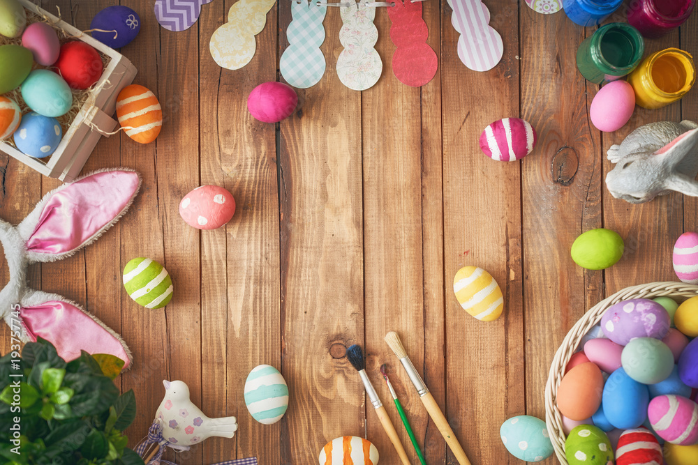 Background with colorful eggs Background with colorful eggs
