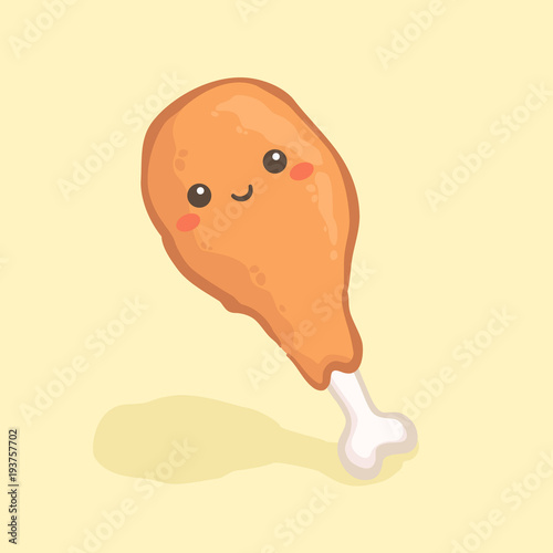 Cute Drumstick Fried Chicken Leg Vector Illustration Cartoon Character Icon