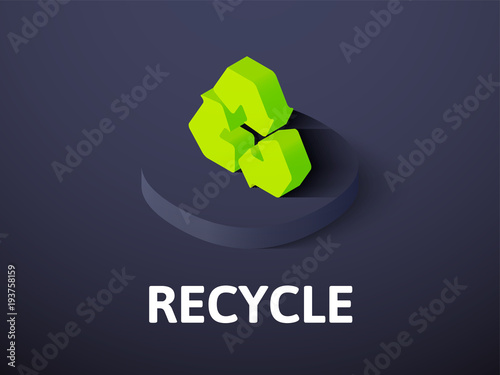 Recycle isometric icon, isolated on color background