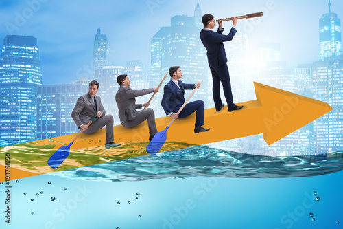 Teamwork concept with businessmen on boat © Elnur