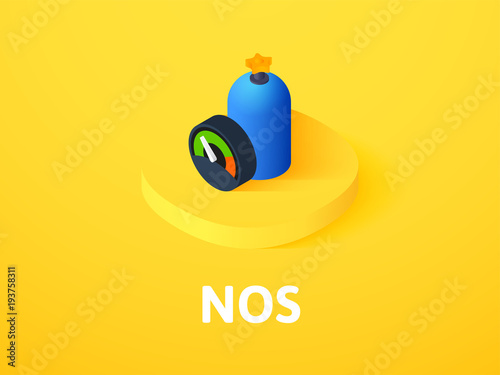 NOS isometric icon, isolated on color background