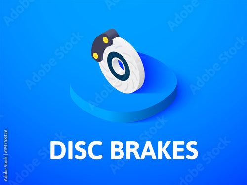 Disc brakes isometric icon, isolated on color background