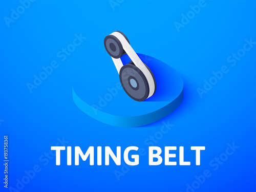 Timing belt isometric icon, isolated on color background