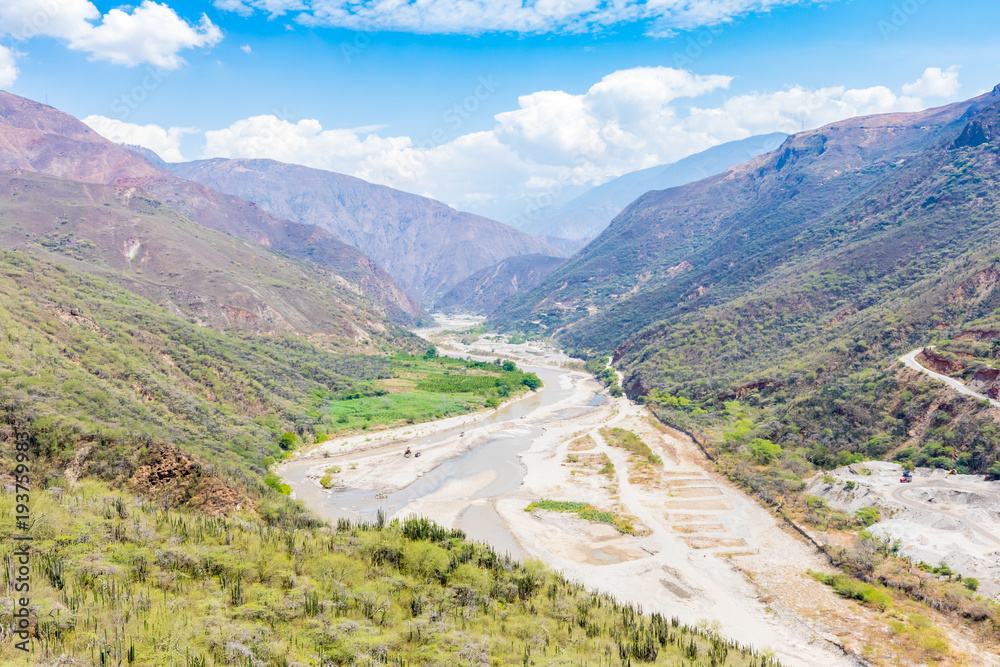 chicamocha canyon and river panoramic view Colombia