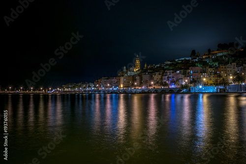 Night streets of the French city of Menton