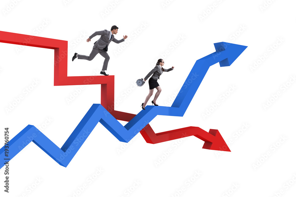 Business concept of both crisis and recovery Business concept of both crisis and recovery