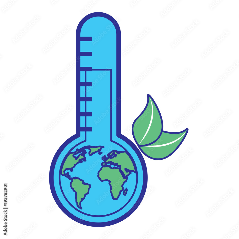 earth planet inside thermometer leaves environment warning symbol vector illustration blue green design earth planet inside thermometer leaves environment warning symbol vector illustration blue green design