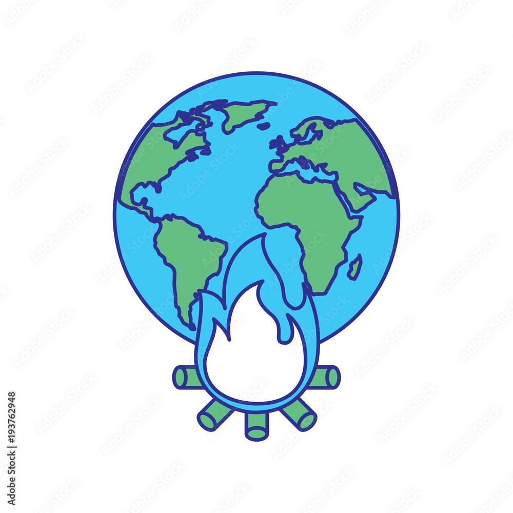 earth world globe with fire burning for climate change disasters vector illustration blue green design earth world globe with fire burning for climate change disasters vector illustration blue green design