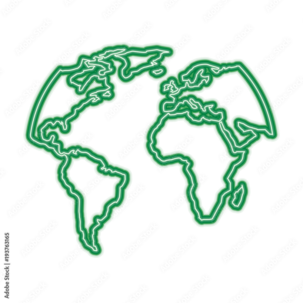 silhouette world map location planet vector illustration green neon line graphic