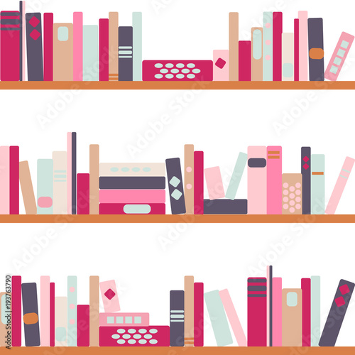 vector illustration of bookshelves with retro style books