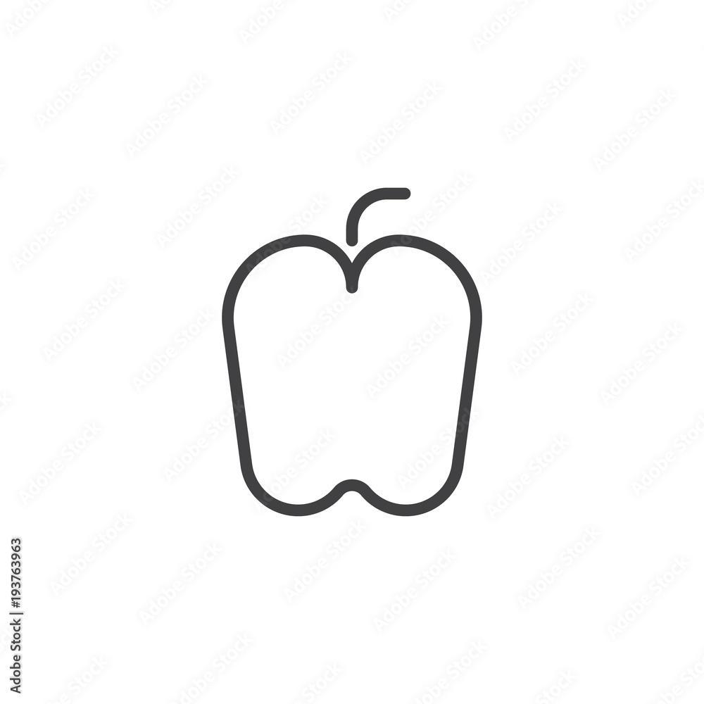 Fototapeta premium Paprika outline icon. linear style sign for mobile concept and web design. Red pepper simple line vector icon. Symbol, logo illustration. Pixel perfect vector graphics