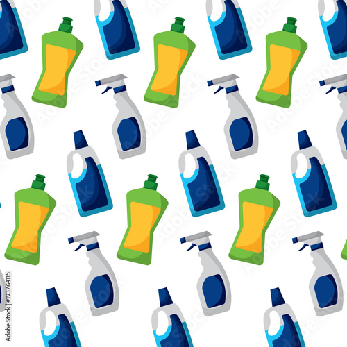 bottle detergent and spray clean domestic wallpaper hygiene vector illustration