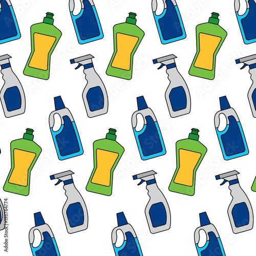 bottle detergent and spray clean domestic wallpaper hygiene vector illustration