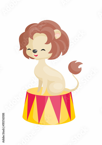 Vector image of a trained circus animal in cartoon style. Colorful illustrations isolated on white background.