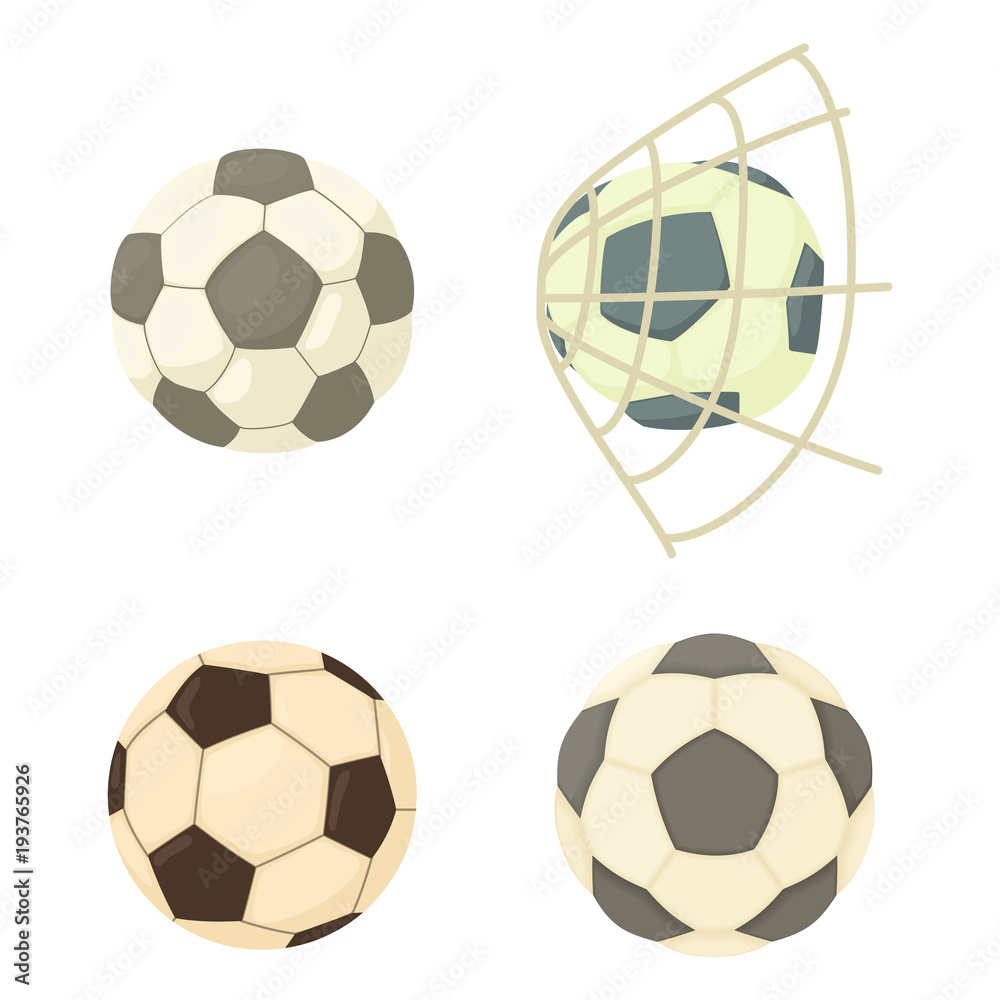 Soccer ball icon set, cartoon style