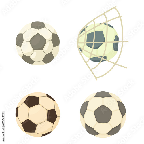 Soccer ball icon set  cartoon style