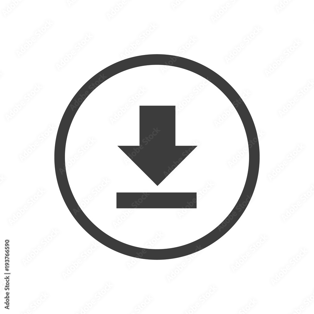 Download icon. Flat black vector illustration on white background. Download icon. Flat black vector illustration on white background.