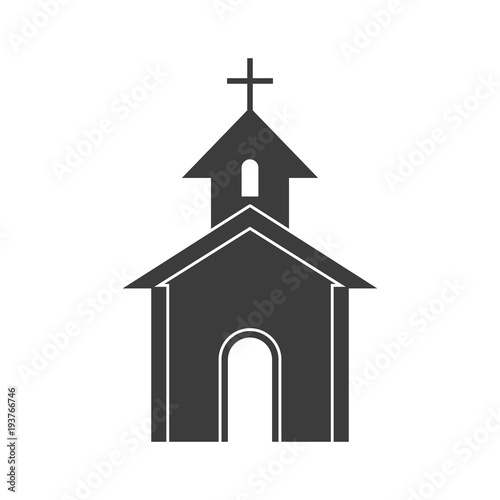 Church icon house icon. Flat black vector illustration on white background.