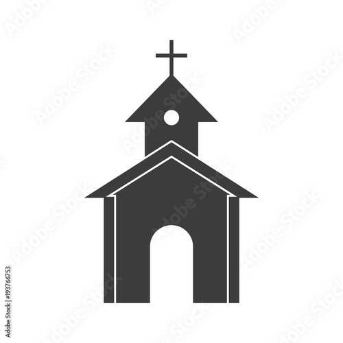 Church icon house icon. Flat black vector illustration on white background.