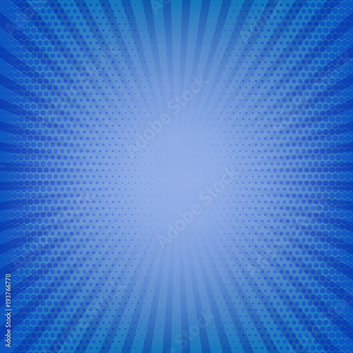 Superhero background. Comic cartoon backdrop with halftone effects and rays. Pop-art style. Vector illustration