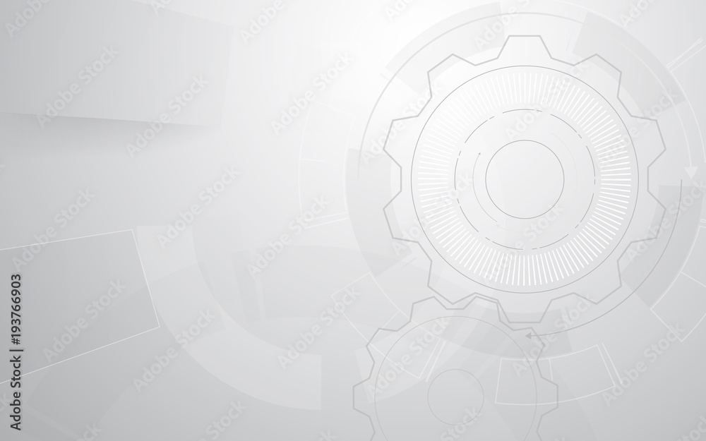 Abstract grey and white gear and tech geometric design background