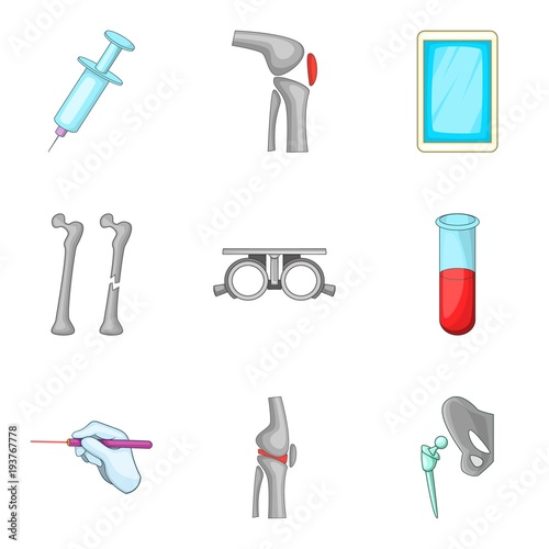 Cure icons set, cartoon style